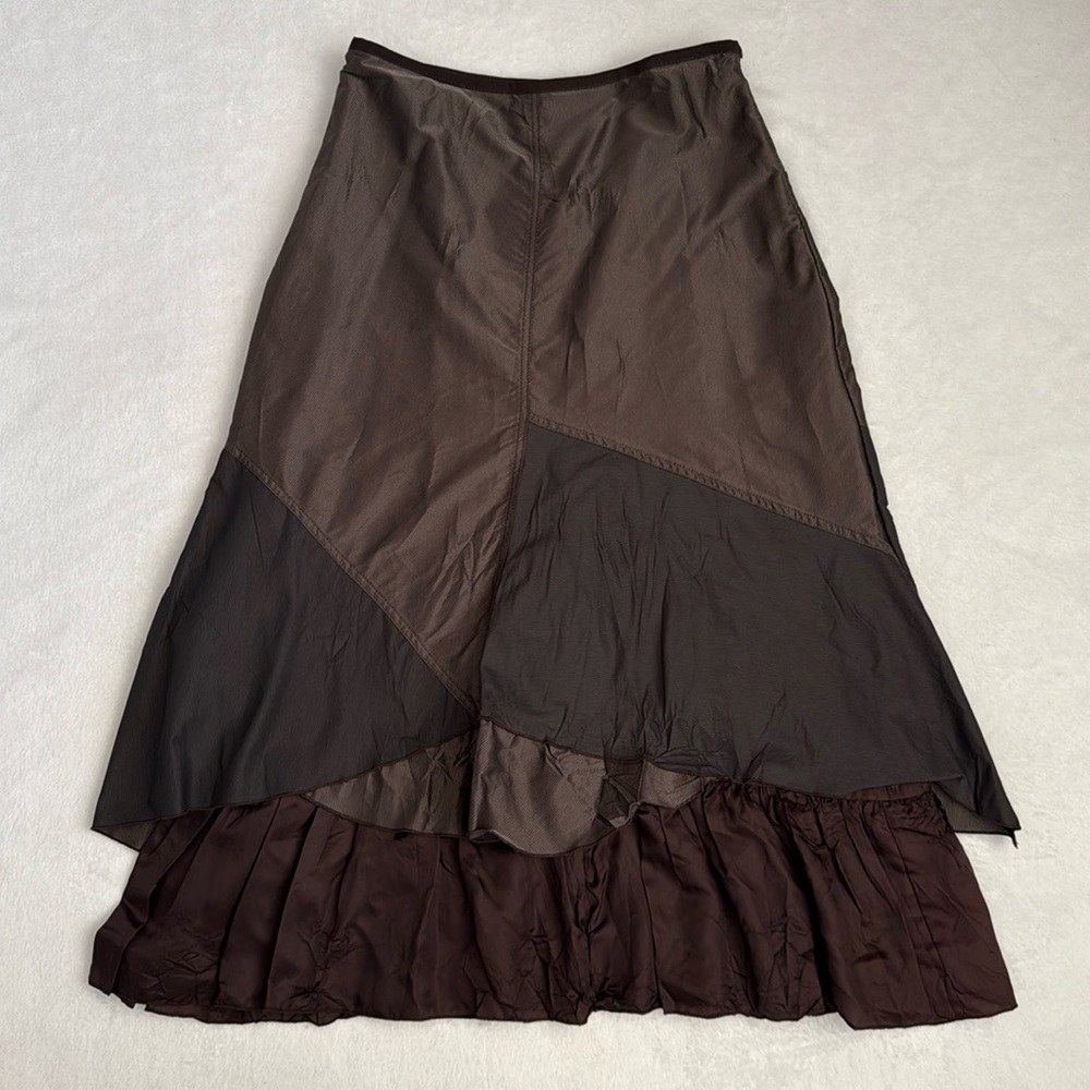 Sfizio | Asymmetrical Panel Layered Midi/Maxi Boho Skirt Made in Italy Brown 10
